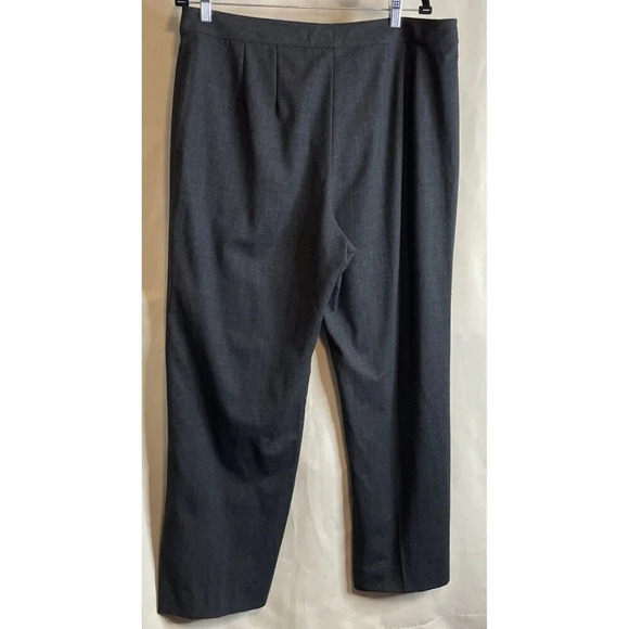St John Women’s 12 Diana Wool Blend Dress Pants Wide Leg Pleated Gray High Rise - Picture 2 of 11
